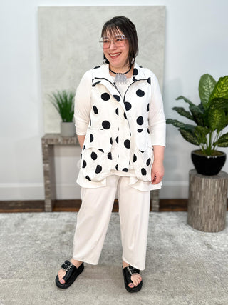Simply Vanite Polka Dot Pocket Vest, White/Black - Statement Boutique