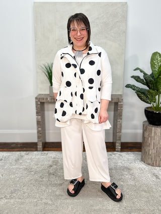 Simply Vanite Polka Dot Pocket Vest, White/Black - Statement Boutique