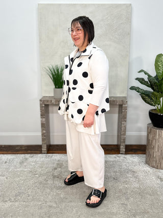 Simply Vanite Polka Dot Pocket Vest, White/Black - Statement Boutique