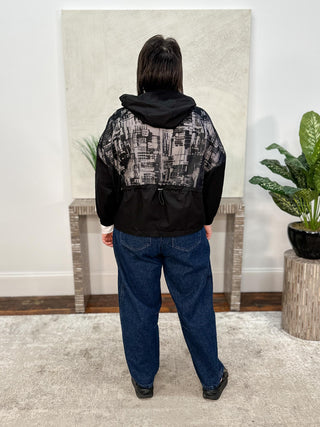 Simply Vanite Sheer Pattern Hoodie Jacket, Black - Statement Boutique