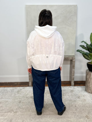 Simply Vanite Sheer Pattern Hoodie Jacket, White - Statement Boutique