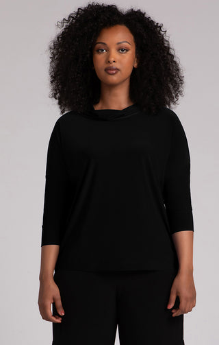 Sympli Slouch Sweatshirt No Ties, 3/4 Sleeve, Black - Statement Boutique