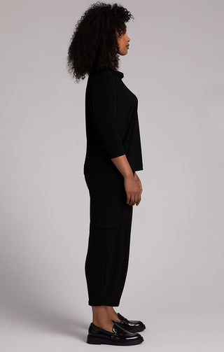 Sympli Slouch Sweatshirt No Ties, 3/4 Sleeve, Black - Statement Boutique