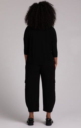 Sympli Slouch Sweatshirt No Ties, 3/4 Sleeve, Black - Statement Boutique