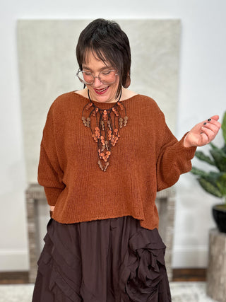 Boxy Cropped Sweater, Spice