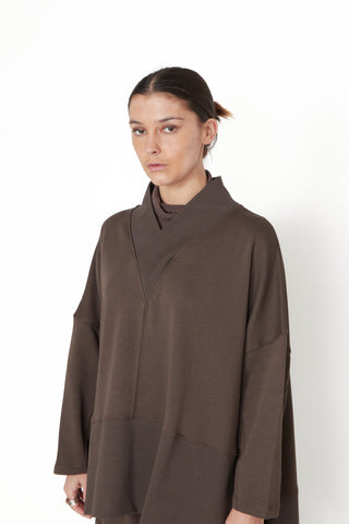 French Terry V-Neck Top, Moro