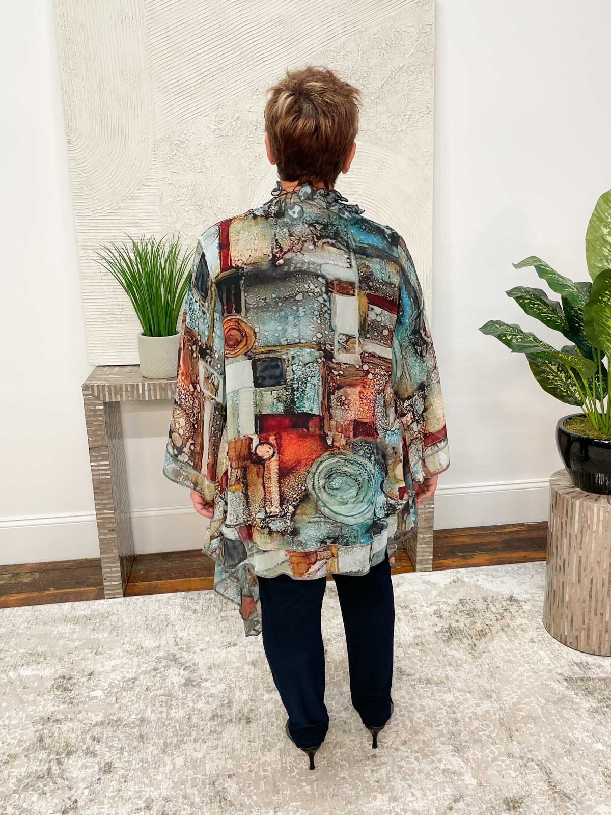 Sterling Styles Long Butterfly Jacket, Etta Turquoise Multi - Statement Boutique