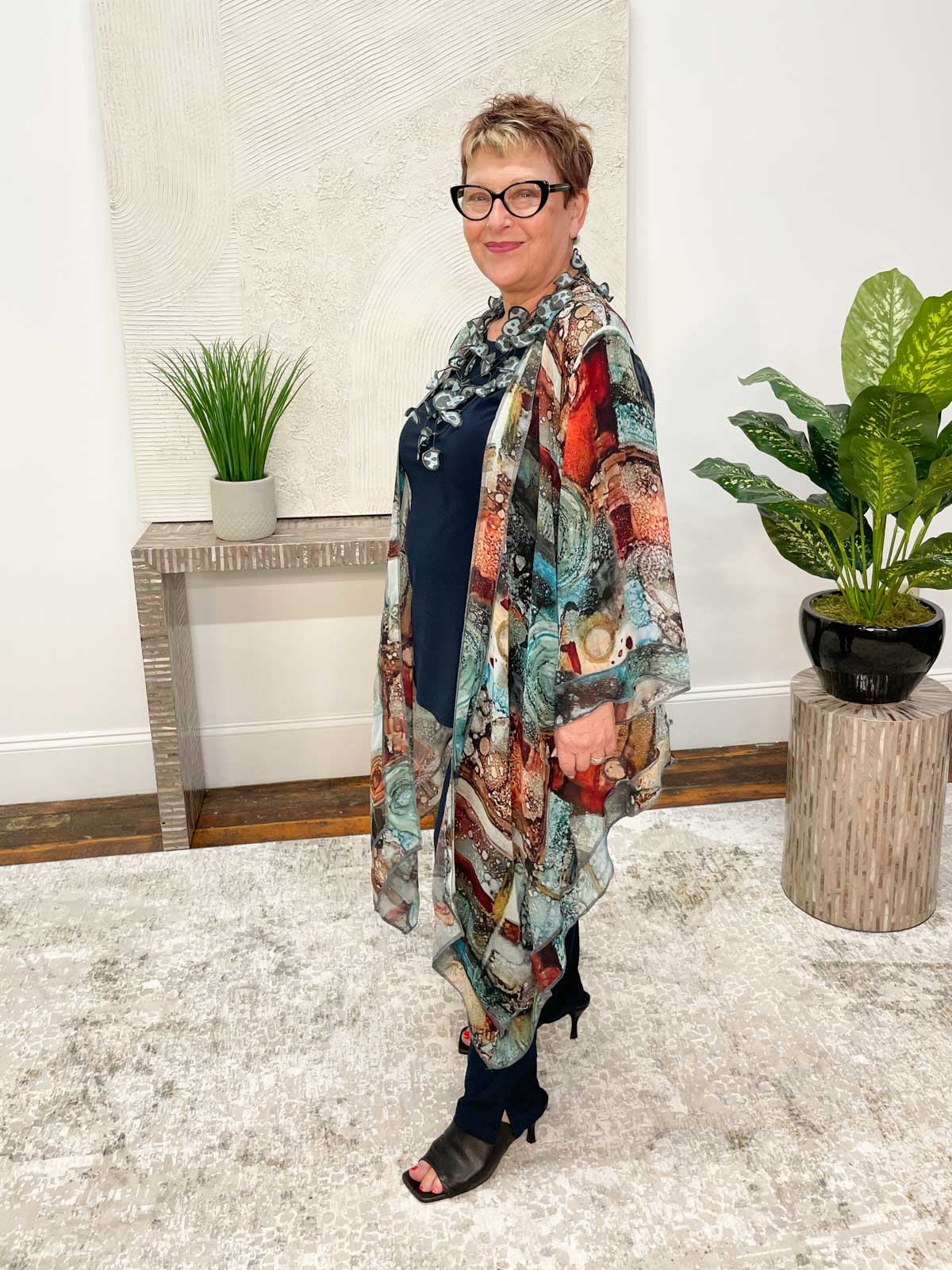 Sterling Styles Long Butterfly Jacket, Etta Turquoise Multi - Statement Boutique