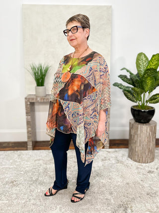 Sterling Styles Patchwork Cover Up Top, Assorted Bright - Statement Boutique