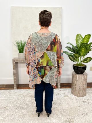 Sterling Styles Patchwork Cover Up Top, Assorted Bright - Statement Boutique