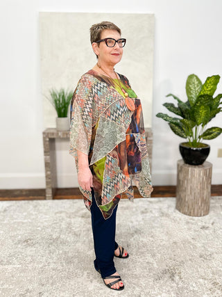 Sterling Styles Patchwork Cover Up Top, Assorted Bright - Statement Boutique