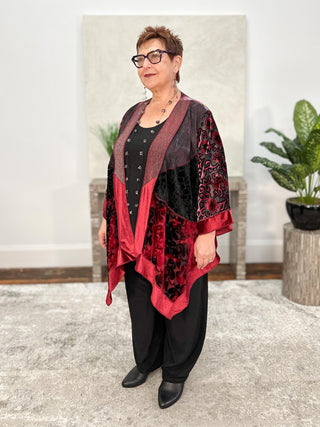 Sterling Styles Patchwork Short Butterfly Jacket, Red Wine - Statement Boutique