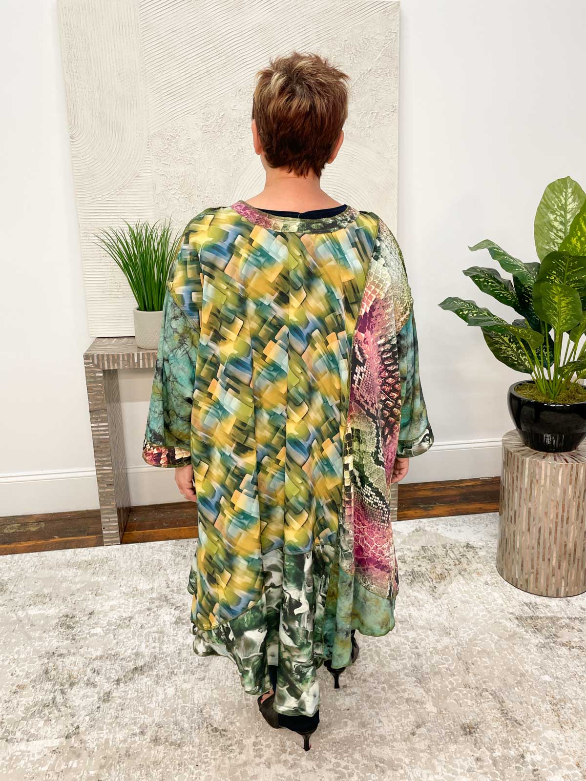Sterling Styles Patchwork Whisper Tunic, Mysterious Green - Statement Boutique
