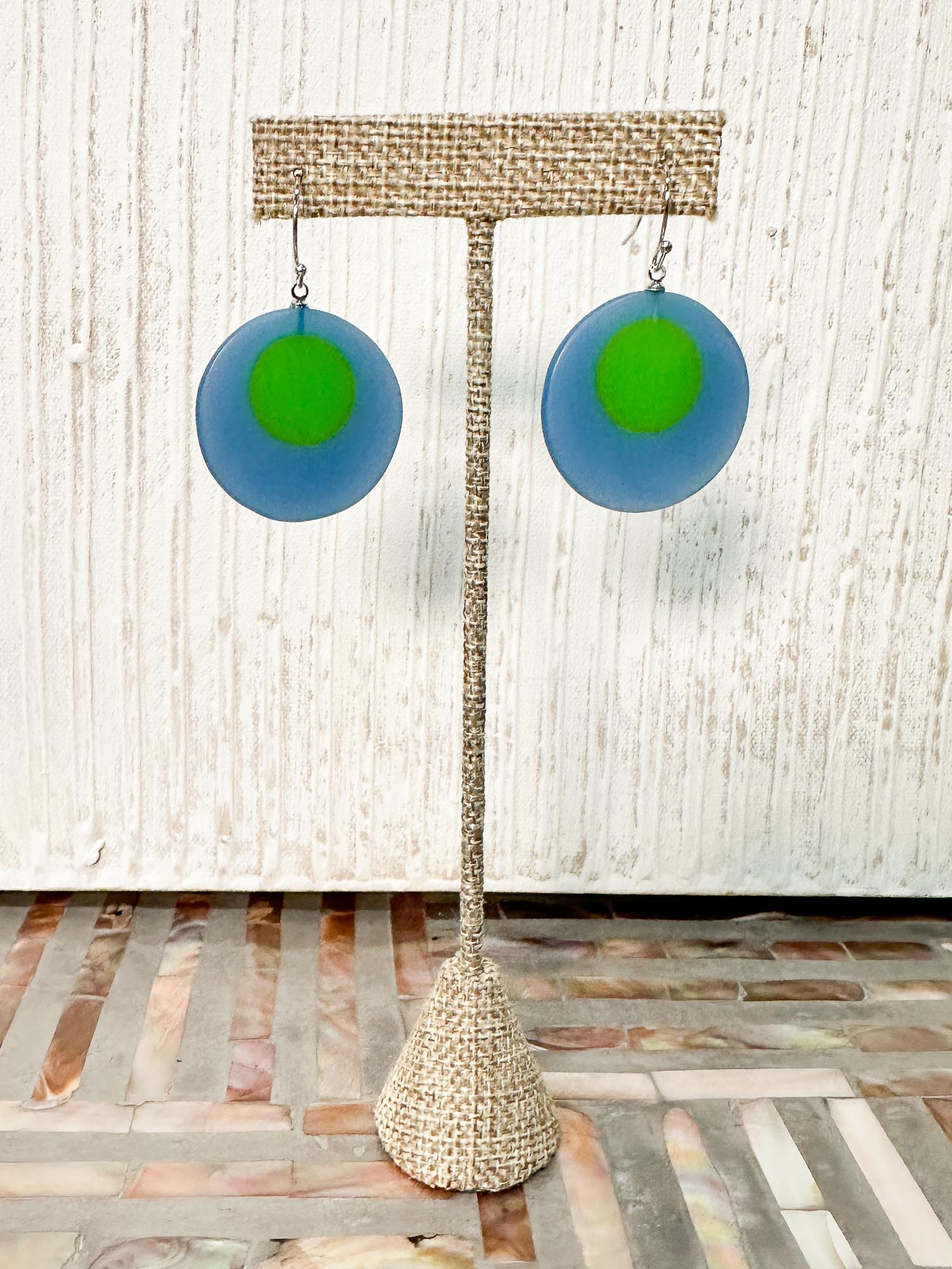 Sylca Designs Hana Disc Earrings, Blue - Statement Boutique
