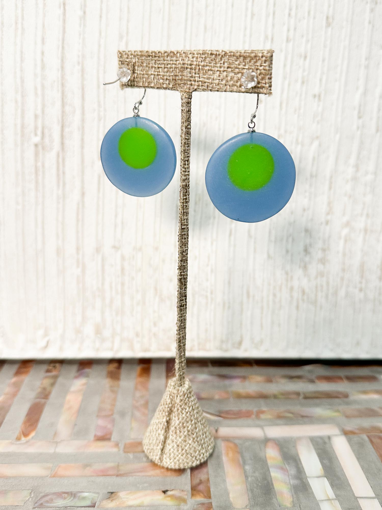 Sylca Designs Hana Disc Earrings, Blue - Statement Boutique