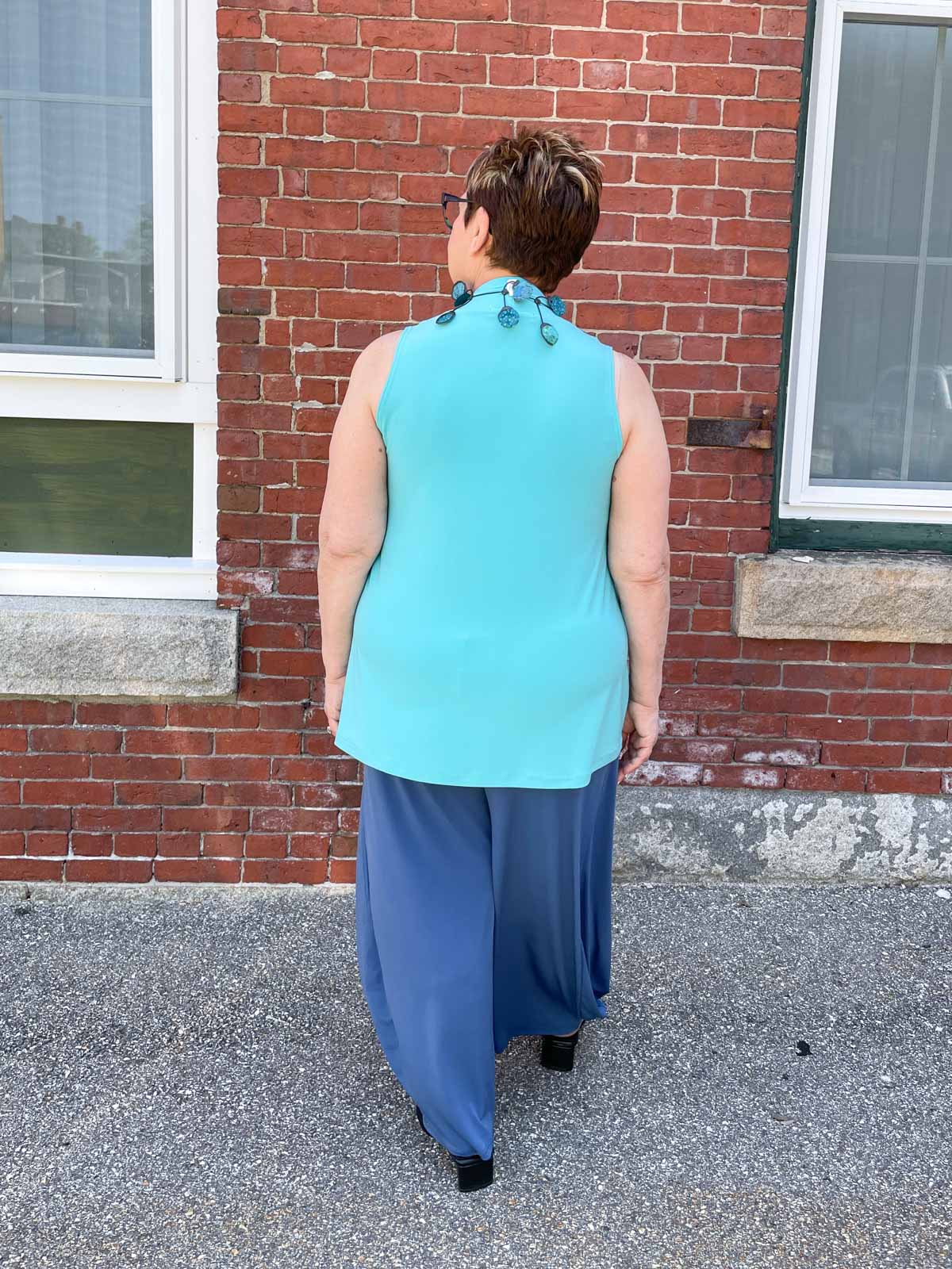 Sympli Deep V Trapeze Tank, Aqua - Statement Boutique