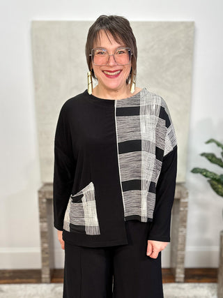 Etch Top, Black/Cashew Plaid