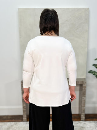 Sympli Go To Classic T Relax, 3/4 Sleeve, White - Statement Boutique