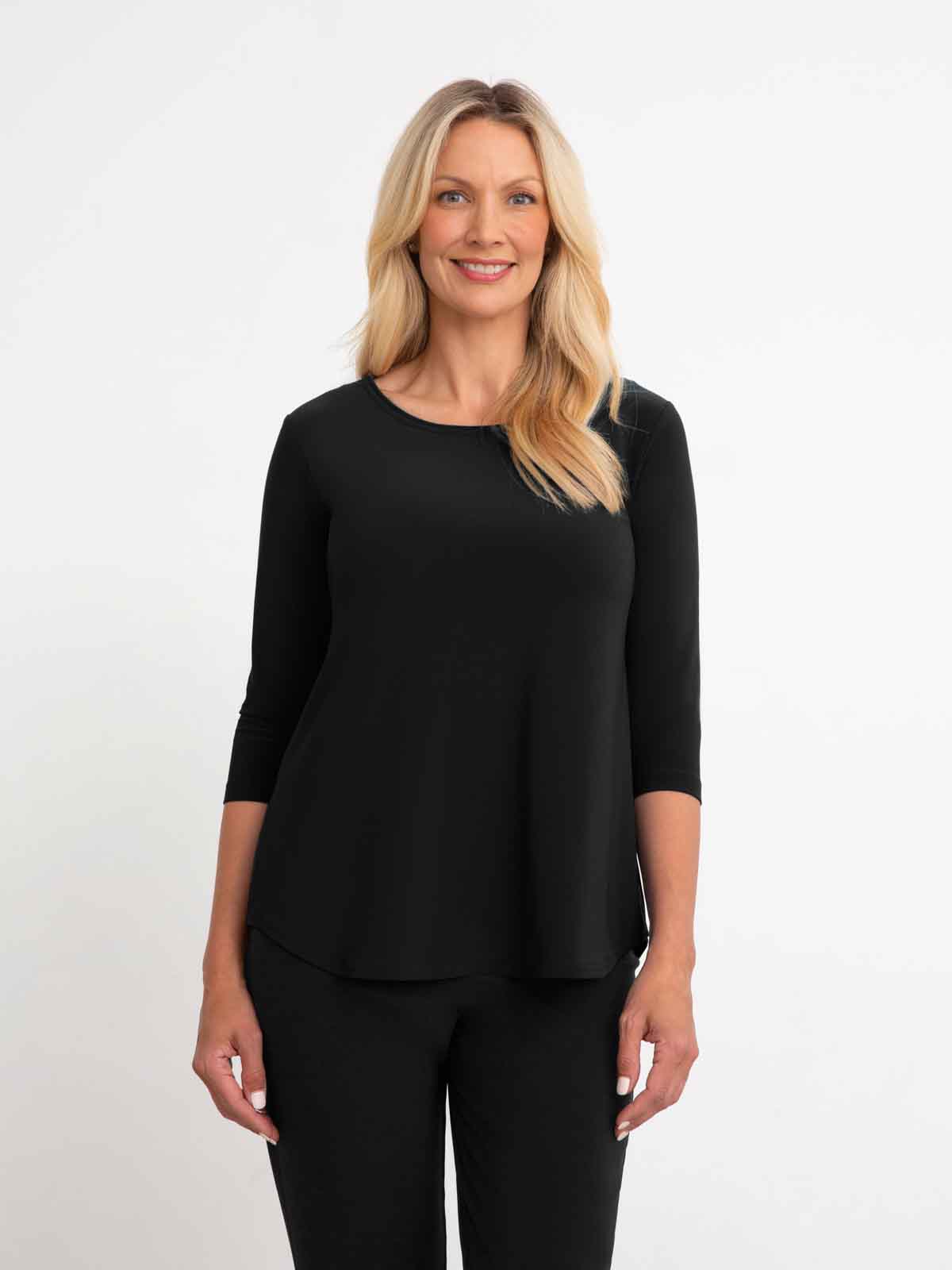 Sympli Go To Classic T Relax, 3/4 Sleeve, Black - Statement Boutique