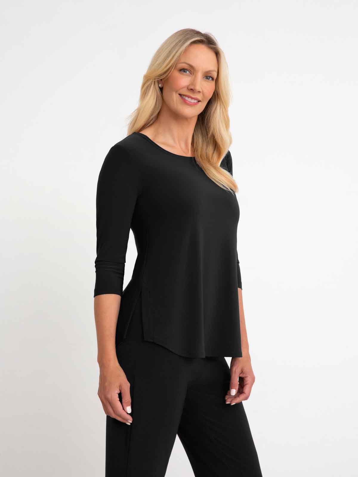Sympli Go To Classic T Relax, 3/4 Sleeve, Black - Statement Boutique