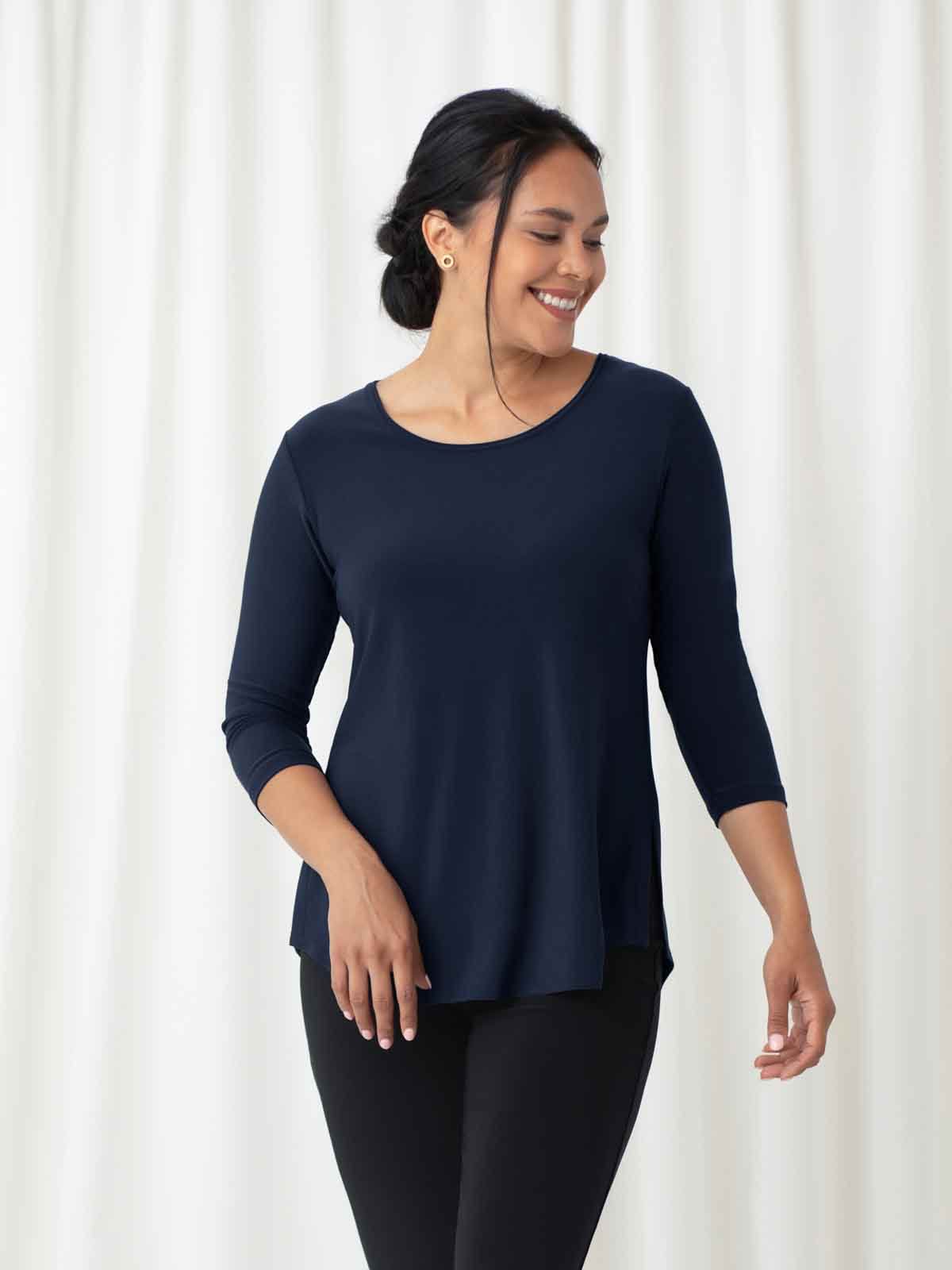 Sympli Go To Classic T Relax, 3/4 Sleeve, Navy - Statement Boutique