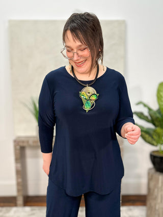 Sympli Go To Classic T Relax, 3/4 Sleeve, Navy - Statement Boutique