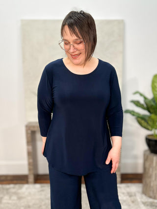 Sympli Go To Classic T Relax, 3/4 Sleeve, Navy - Statement Boutique
