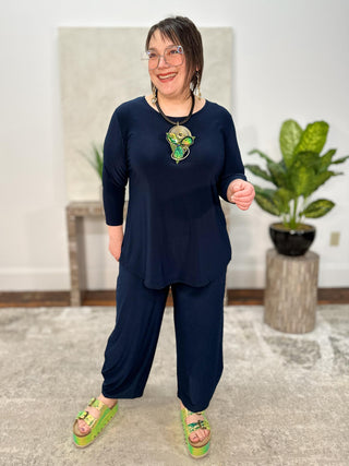 Sympli Narrow Lantern Pant, Navy - Statement Boutique