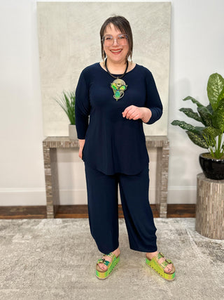 Sympli Narrow Lantern Pant, Navy - Statement Boutique