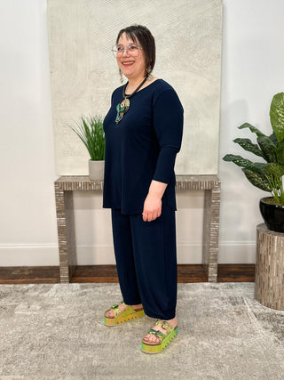 Sympli Narrow Lantern Pant, Navy - Statement Boutique