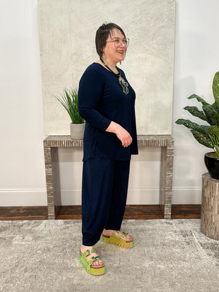 Sympli Go To Classic T Relax, 3/4 Sleeve, Navy - Statement Boutique