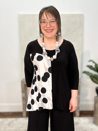 Sympli Go To Low Neck T Blocked Print, Black/Spot On - Statement Boutique
