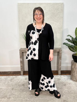 Sympli Go To Low Neck T Blocked Print, Black/Spot On - Statement Boutique