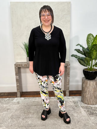 Sympli Go To Soft V-Neck Top 3/4 Sleeve, Black - Statement Boutique