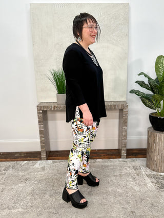 Sympli Go To Soft V-Neck Top 3/4 Sleeve, Black - Statement Boutique