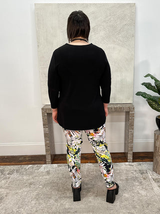 Sympli Go To Soft V-Neck Top 3/4 Sleeve, Black - Statement Boutique