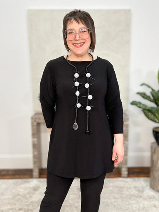Sympli Nu Ideal Tunic, 3/4 Sleeve, Black - Statement Boutique