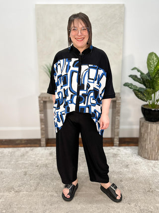 Sympli Serena Shirt Blocked Print, Black/Electric Maze - Statement Boutique