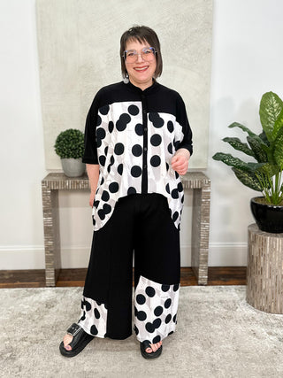 Sympli Serena Shirt Blocked Print, Black/Spot On - Statement Boutique