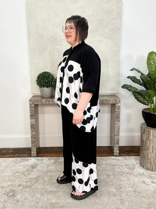 Sympli Serena Shirt Blocked Print, Black/Spot On - Statement Boutique