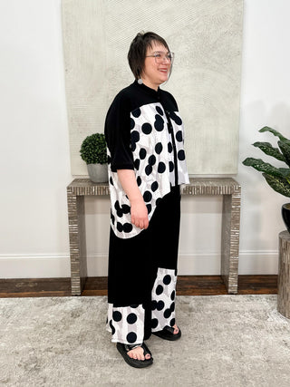Sympli Serena Shirt Blocked Print, Black/Spot On - Statement Boutique