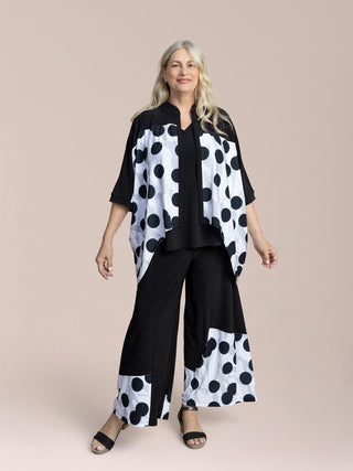Sympli Serena Shirt Blocked Print, Black/Spot On - Statement Boutique