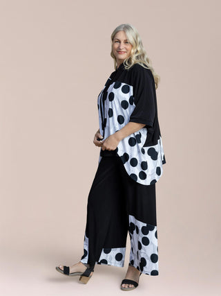Sympli Serena Shirt Blocked Print, Black/Spot On - Statement Boutique