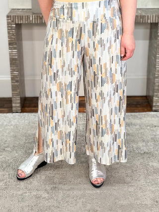 Sympli Side Slit Wide Capri Print, Riverstone - Statement Boutique