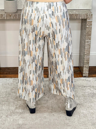 Sympli Side Slit Wide Capri Print, Riverstone - Statement Boutique