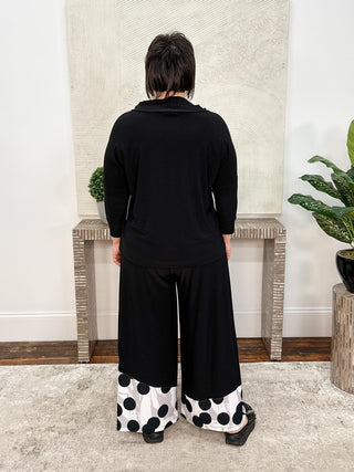 Sympli Slouch Sweatshirt No Ties, 3/4 Sleeve, Black - Statement Boutique