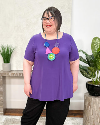 Sympli Soft Square Neck Top, Short Sleeve, Ultraviolet - Statement Boutique