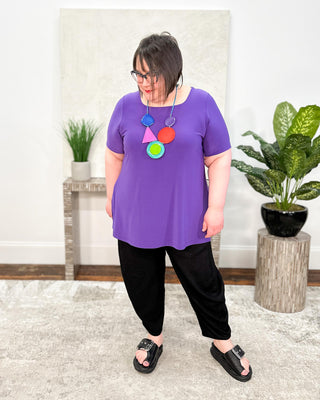 Sympli Soft Square Neck Top, Short Sleeve, Ultraviolet - Statement Boutique