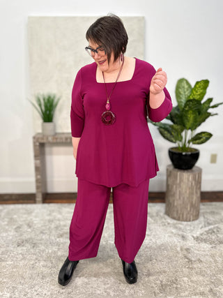 Sympli Narrow Lantern Pant, Amaranth - Statement Boutique