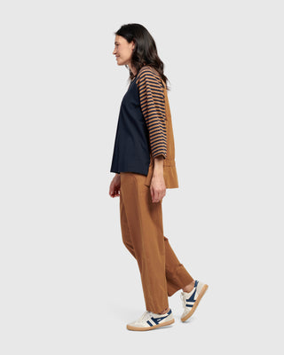 Alembika Gathered Back Raglan Sleeve Top, Stripes - Statement Boutique